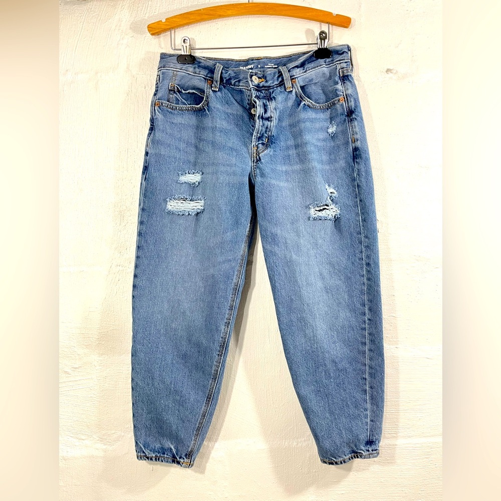 OLD NAVY BUTTON FLY HIGH RISE SLOUCHY TAPERD LEG (a407)